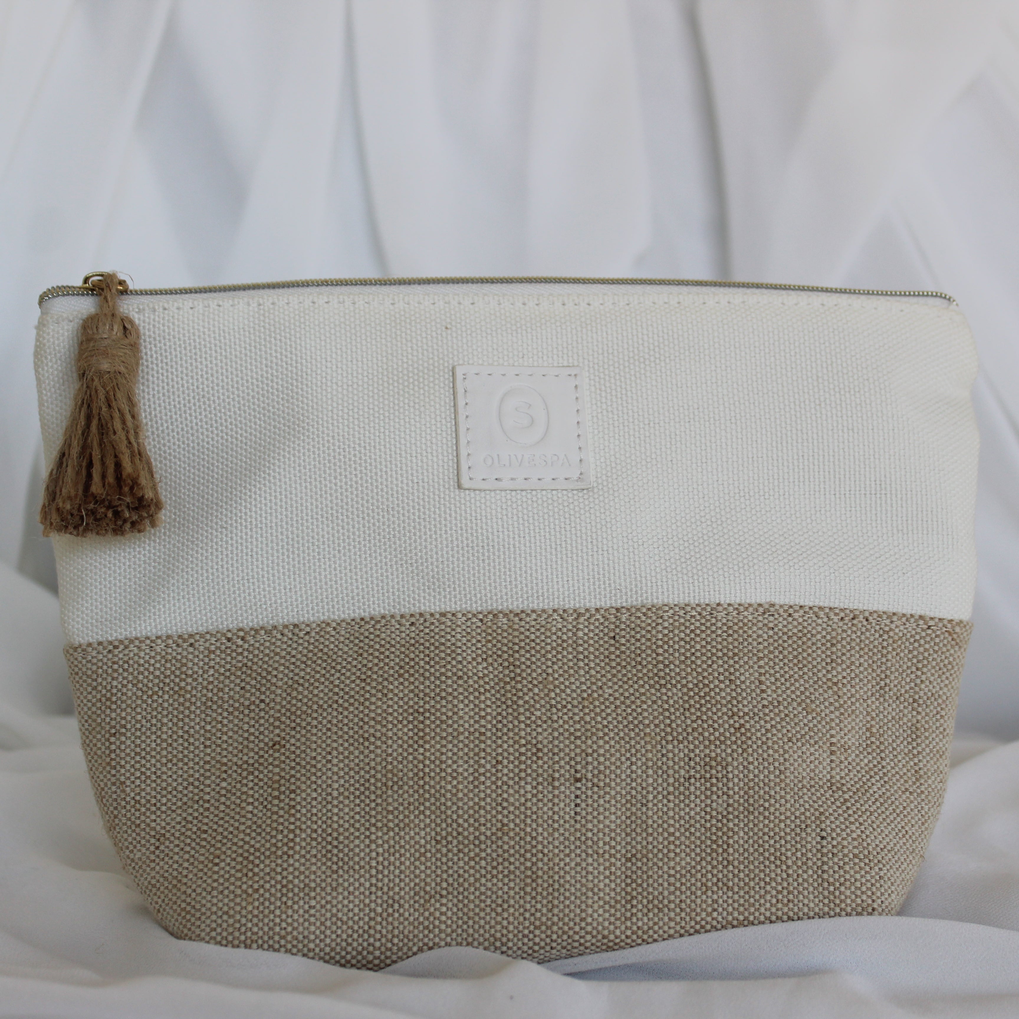 Jute and Bamboo Logo Cosmetic Bag